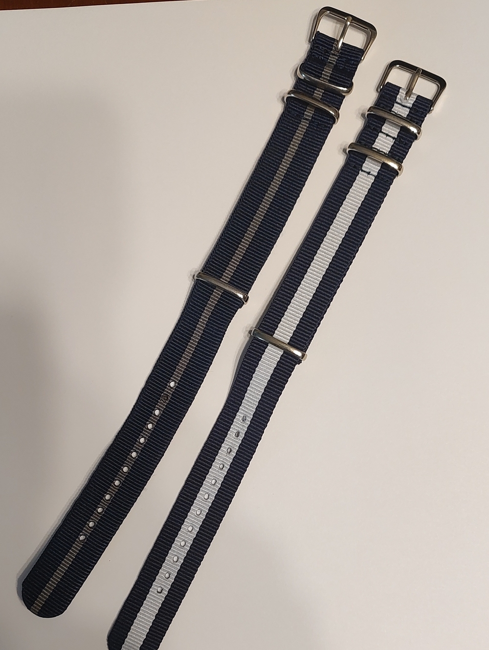 Unbranded Men's Navy Stripe Nylon Watch Strap - Classic Two-Tone
